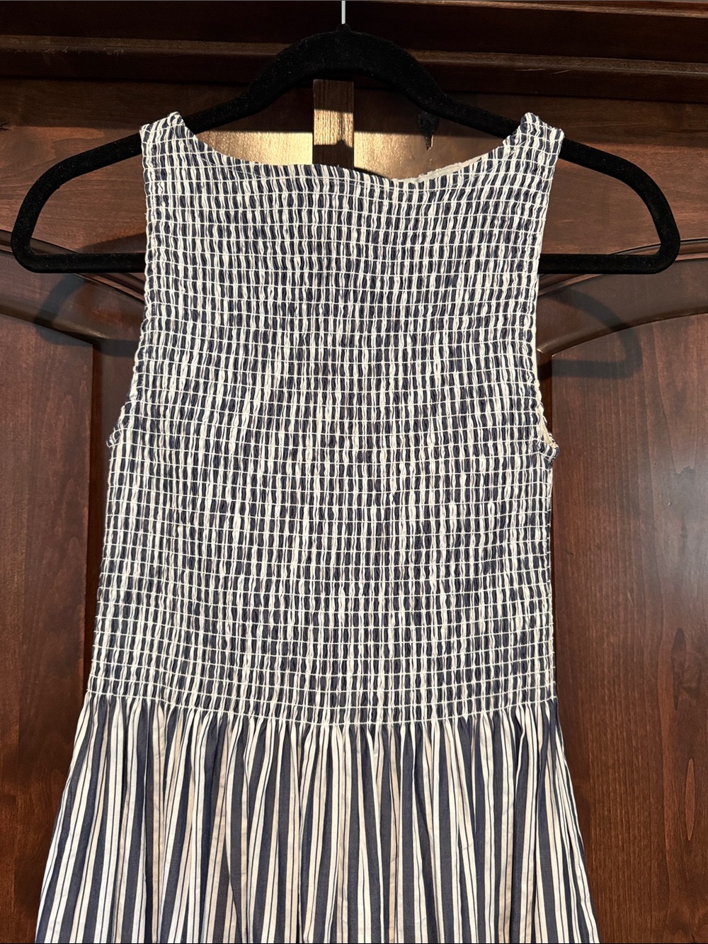 Hill House Navy and White Striped Smocked Maxi Sundress - Picture 2 of 6